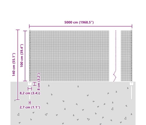 Savilkto Stieņu Žogs Ar 44 U Stabiem Sudraba 1X50 M Tērauds Vidaxl