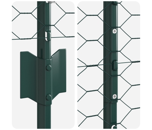 Vidaxl Žogu Stabi 11 Gab U-Kanāls Zaļš 140 Cm Metāls,  Sešstūra Žogs Zaļā 1.4X50 M Metāls Vidaxl