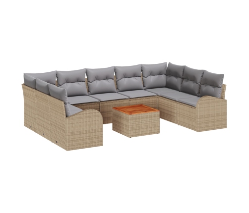 10 Daļu Dārza Dīvānu Komplekts Ar Spilveniem Bēšā Rotangpalmas Akācijas Vidaxl