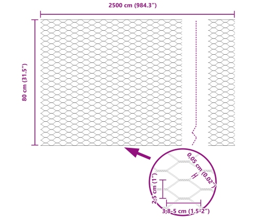 Vidaxl Žogu Stabi 11 Gab. U-Kanāls 80 Cm Galvanizēts Tērauds,  Sešstūra Žogs 0.8X25 M Galvanizēts Tērauds Vidaxl
