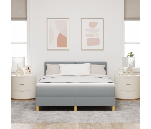 Sperot Gulta Ar Matraci Gaiši Pelēka 140X200 Cm Audums Vidaxl