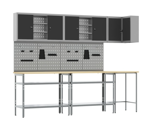 10 Daļu Rīku Uzglabāšanas Galda Komplekts Melns Inženierijas Koks Un Metāls Vidaxl