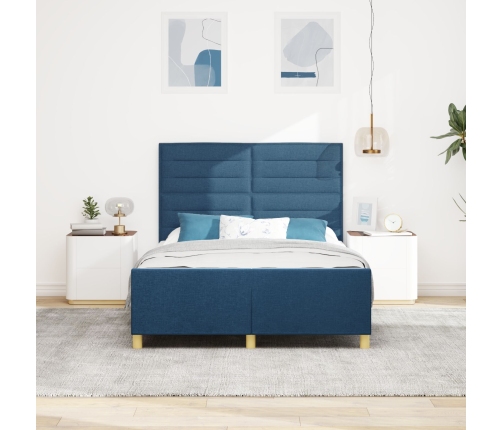 Zilas Auduma Gultas Rāmis 140X200 Cm Vidaxl