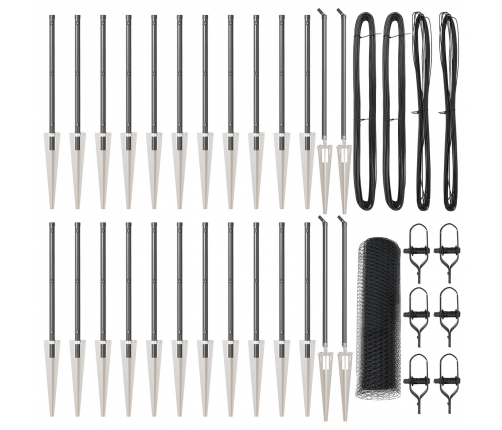 Vidaxl Sešstūra Žogs Pelēks 0.6X50 M Tērauds,  Žoga Stabi Ar Spicēm 13 Gabali Ø32 Mm 80 Cm Cinkots Tērauds Vidaxl