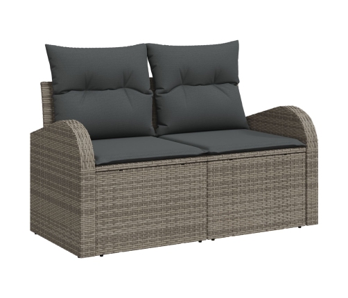 2-Vietīgs Dārza Dīvāns Ar Uzglabāšanu Un Spilventiņiem Pelēkā Poliratanā Vidaxl
