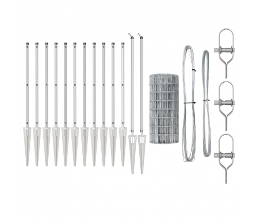 Vidaxl Eiro Žogs Ar 7 Smaižu Stabiem 0.6X10 M Cinkots Tērauds