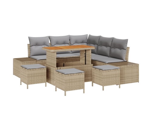 Vidaxl 9 Gabalu Dārza Dīvānu Komplekts Ar Spilveniem, Bēšs, Poli Rotangpalma, Akācija, Vidaxl 2-Vietīgs Dārza Dīvāns Ar Spilveniem, Bēšs, Poli Rotangpalma,  4 Gabalu Dārza Ēdamgalds Ar Spilveniem, Bēšs, Poli Rotangpalma, Akācija Vidaxl