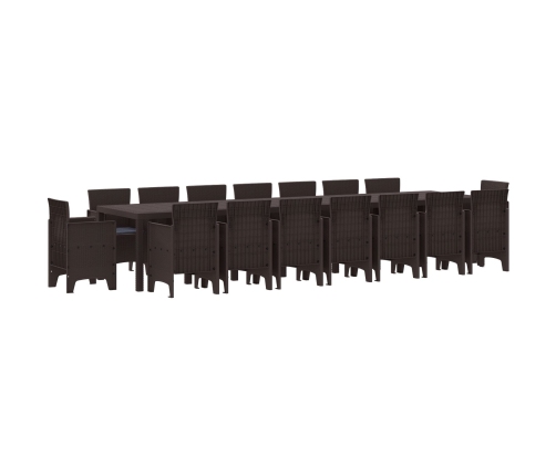 Vidaxl 17 Gabalu Dārza Ēdamsets Ar Spilveniem Brūns Polietilēna Rotangpalma, Vidaxl Dārza Galds Brūns 250X100X73 Cm Polietilēna Rotangpalma, Vidaxl Dārza Galds Brūns 150X100X73 Cm Polietilēna Rotangpalma,  Dārza Krēsli Ar Spilveniem 4 Gabali Brūns Polieti