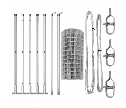 Vidaxl Eiropas Žogs Ar 7 Flangētiem Stabiem 0.6X10 M Cinkota Tērauda