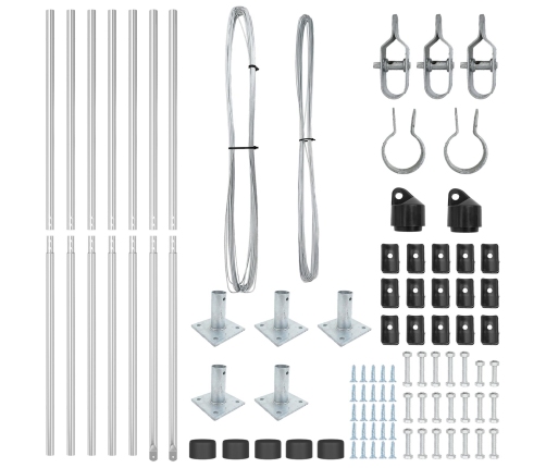 Žogu Stabi Ar Pamatplāksnēm 7 Gab Ø32Mm 88.5Cm Cinkots Tērauds Vidaxl