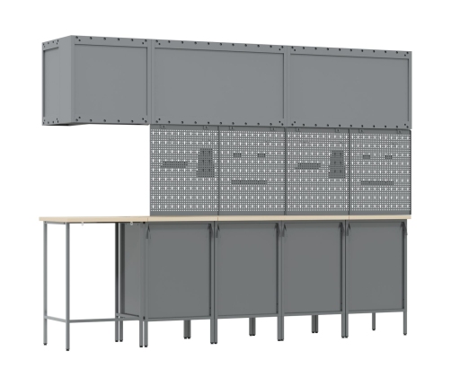 12 Gabalu Darba Skapja Un Piekāršanas Paneļa Komplekts Sarkans Mdf Un Metāls Vidaxl