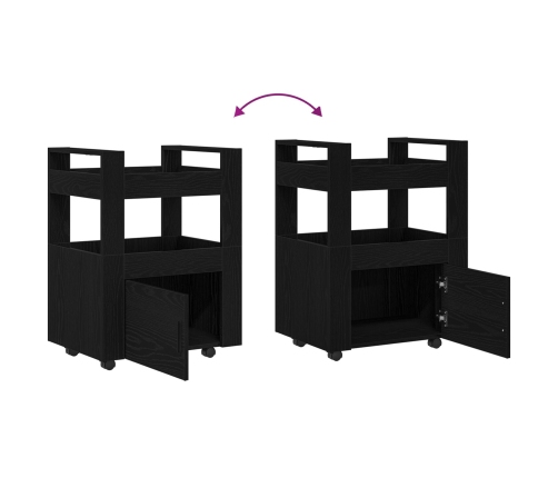 Virtuves Ratiņi Melna Ozolkoka 60X45X80 Cm Inženierijas Koks Vidaxl