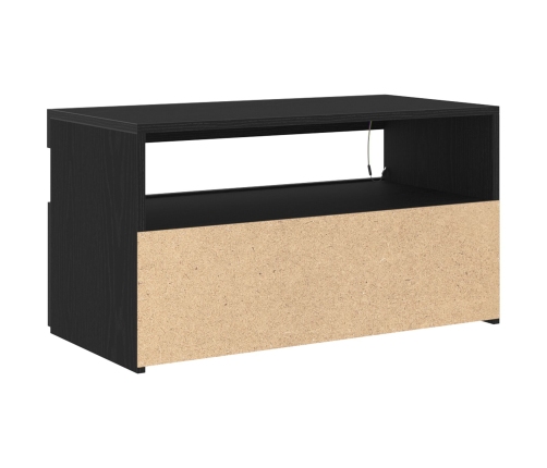 Tv Galds Ar Led Gaismām, Melnā Ozola Krāsā, Izmēri 75X35X40 Cm, Ražots No Inženierijas Koka Vidaxl