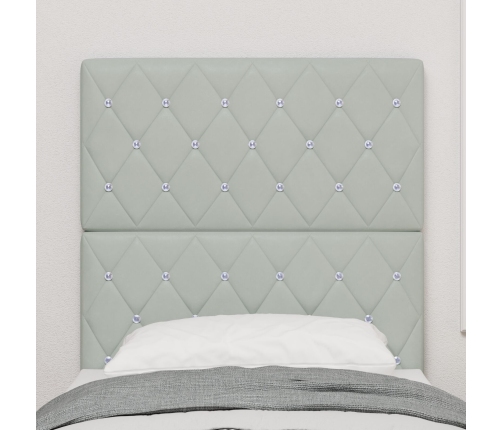 Vidaxl Gultas Galvgalis Kristāla Pogas Tuftēts Gaiši Pelēks 80 Cm Samts,  Gultas Galvgalis Kristāla Pogas Tuftēts Gaiši Pelēks 160 Cm Samts Vidaxl