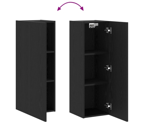 Tv Skapji Pie Sienas, 2 Gabali, Melnā Ozolkoka, Izmēri 30,5X30X90 Cm, Inženierijas Koks Vidaxl