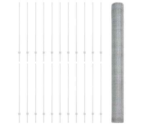 Vidaxl Žogu Stabi 22 Gabali U-Kanālā 150 Cm Cinkots Tērauds,  Sešstūra Žogs 1.5X50 M Cinkots Tērauds Vidaxl