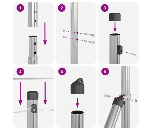Žoga Stabi Ar Spurām 26 Gab. Ø32 Mm 180 Cm Cinkots Tērauds Vidaxl