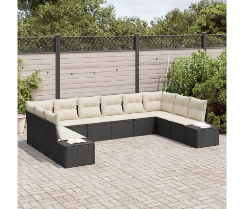 10 Daļu Dārza Dīvānu Komplekts Ar Spilveniem Melnā Poli Ratanā Vidaxl