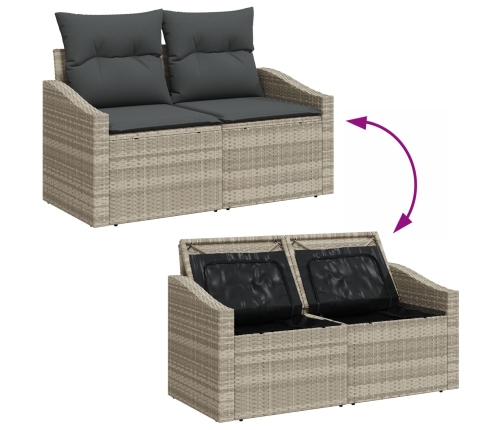 11 Gabalu Dārza Dīvāna Komplekts Ar Spilveniem, Gaiši Pelēks Poli Rotangpalma Vidaxl