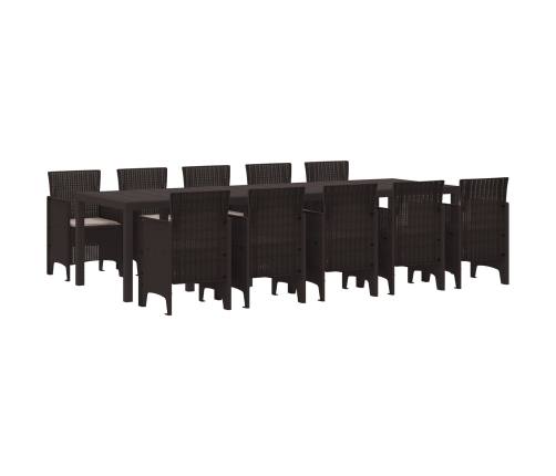 Vidaxl 11 Daļu Dārza Pusdienu Komplekts Ar Spilveniem Brūnā Polietilēna Rotangpalma, Vidaxl Dārza Galds Brūns 150X100X73 Cm Polietilēna Rotangpalma, Vidaxl Dārza Krēsli Ar Spilveniem 2 Gab Brūnā Polietilēna Rotangpalma,  Dārza Krēsli Ar Spilveniem 4 Gab B