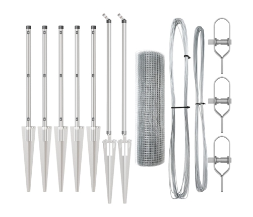 Žogu Stabu Komplekts 2 Gabali Cinkots Tērauds 10 X 0.5 M Izturīgs Vidaxl