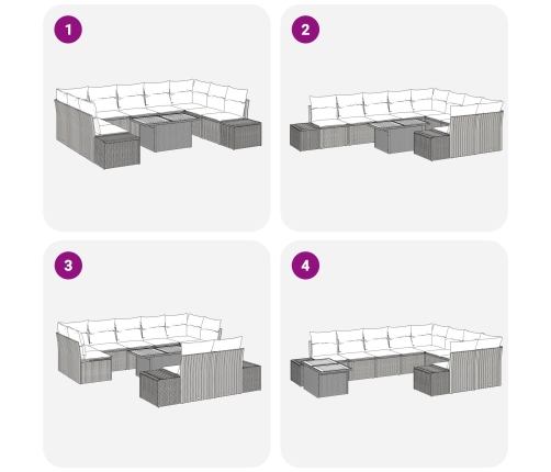 10 Gab. Dārza Dīvānu Komplekts Ar Spilveniem Bēšs Poli Rotangpalma Vidaxl