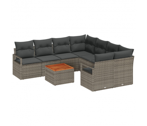 Vidaxl 9 Gabalu Dārza Dīvānu Komplekts Ar Spilveniem Pelēkā Poli Rotangpalmas Akācijas,  2-Vietīgs Dārza Dīvāns Ar Spilveniem Pelēkā Poli Rotangpalmas Vidaxl