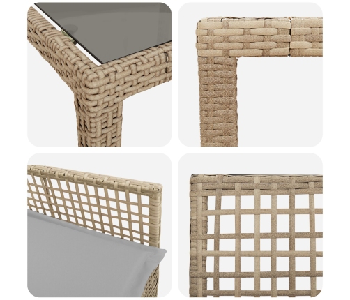 11 Gabalu Dārza Ēdamgalds Ar Spilveniem Bēšs Polietilēna Rotangpalma Vidaxl