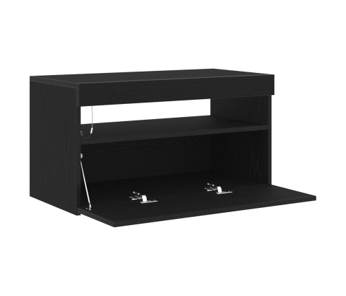 Tv Galds Ar Led Gaismām, Melnā Ozola Krāsā, Izmēri 75X35X40 Cm, Ražots No Inženierijas Koka Vidaxl
