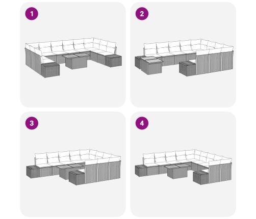 11 Daļu Dārza Dīvānu Komplekts Ar Spilveniem Bēšs Poli Rotangpalma Vidaxl