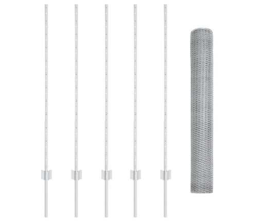 Vidaxl Nožogojuma Stabi 10 Gab. U-Veida Kanāls 120 Cm Galvanizēts Tērauds,  Sešstūra Nožogojums 1.2X10 M Galvanizēts Tērauds Vidaxl