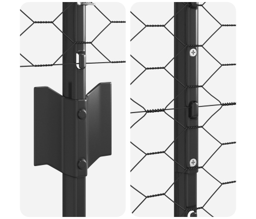 Vidaxl Žoga Stabi 22 Gab U-Kanāls Pelēks 150 Cm Tērauds,  Sešstūra Žogs Pelēks 1.5X50 M Tērauds Vidaxl