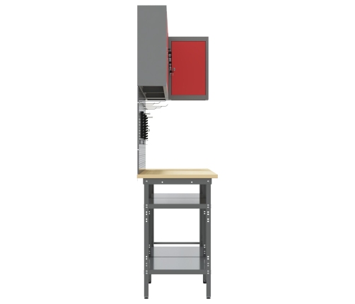 10 Daļu Rīku Uzglabāšanas Galda Komplekts, Sarkans, No Inženierijas Koka Un Metāla Vidaxl