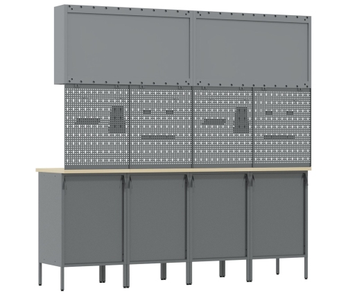 10 Daļu Darba Skapja Un Naglu Dēļu Komplekts Melnā Mdf Un Metālā Vidaxl