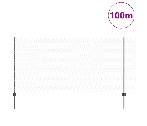 Vidaxl Žoga Posti 22 Gab U-Veida Pelēks 120 Cm Tērauds,  Sešstūra Žogs Pelēks 1,2X100 M Tērauds Vidaxl