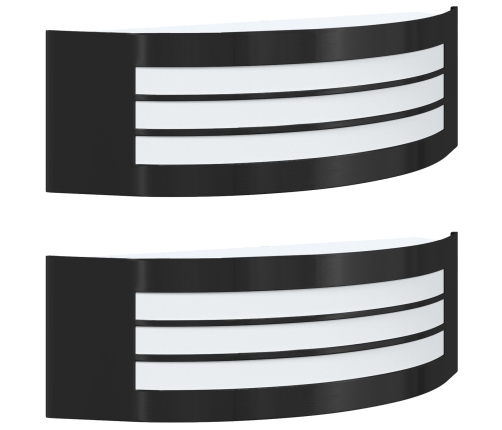 Āra Sienas Apgaismojums 2 Gab Melns Nerūsējošais Tērauds Ip44 Vidaxl