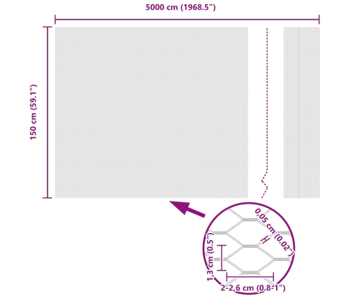 Vidaxl Žoga Stabi 22 Gab. U-Kanāls 150 Cm Cinkots Tērauds,  Sešstūra Žogs 1.5X50 M Cinkots Tērauds Vidaxl