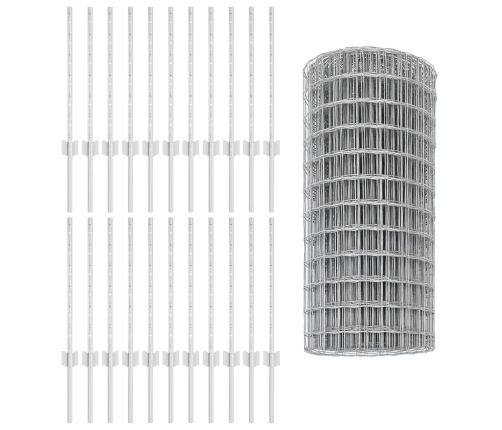 Vidaxl Eiro Žogs Ar 11 U Kājām Sudrabs 0.6X50 M Tērauds