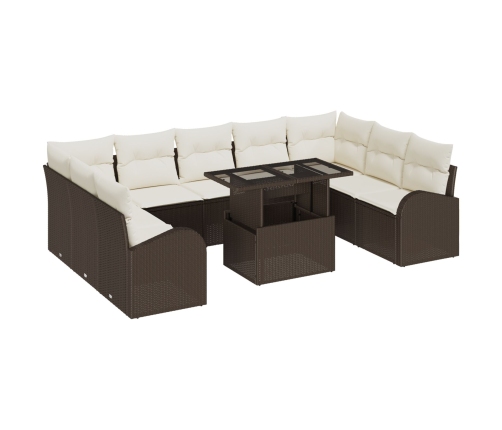 10 Daļu Dārza Dīvānu Komplekts Ar Spilveniem Brūnā Poli Rotangpalmas Vidaxl