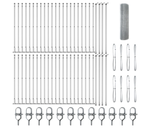 Savilktais Stiepļu Siets Ar 13 Flangētajiem Stabiem 0.8X100 M Galvanizētā Tēraudā Vidaxl
