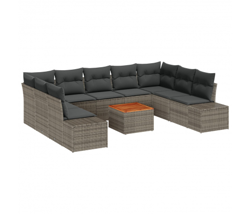 10 Gabalu Dārza Dīvānu Komplekts Ar Spilveniem Pelēks Poli Rotangpalma Akācija Vidaxl