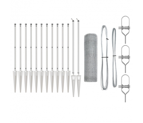 Vidaxl Sešstūra Žogs 0.8X25 M Galvanizēts Tērauds,  Žoga Stabi Ar Spiķi 13 Gabali Ø32 Mm 100 Cm Galvanizēts Tērauds Vidaxl