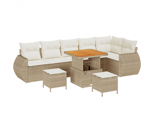 Vidaxl Deviņu Daļu Dārza Dīvānu Komplekts Ar Spilveniem Bēšā Polu Rotangpalma Akācija,  Trīs Daļu Dārza Ēdamistabas Komplekts Ar Spilveniem Bēšā Polu Rotangpalma Akācija Vidaxl