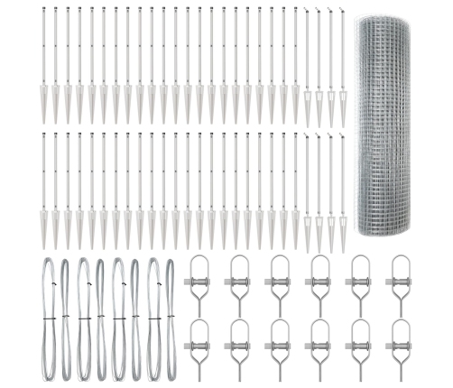 Vidaxl Metināts Stieņu Žogs Ar 13 Spike Stabiem 0.8X100 M Galvanizētā Tēraudā