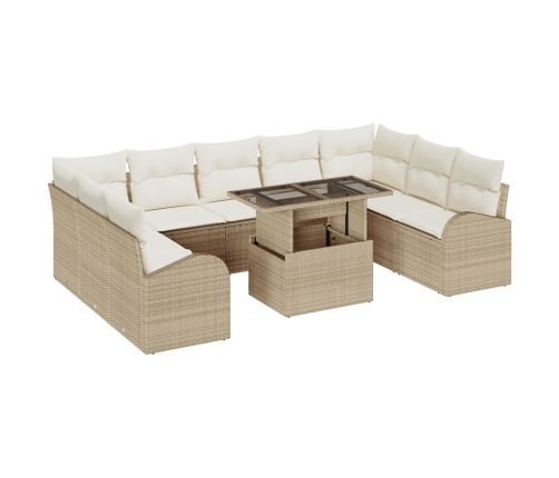 10 Gabalu Dārza Dīvānu Komplekts Ar Spilveniem Bēšs Poli Rotangpalma Vidaxl