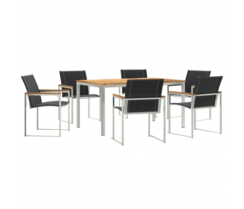 Vidaxl 7 Daļu Dārza Ēdamgalds No Cieta Akāciju Koka,  Āra Ēdamgalds 150X90X75 Cm Cietā Akāciju Kokā Vidaxl