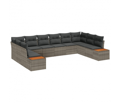 10 Gab. Dārza Dīvānu Komplekts Ar Spilveniem Pelēks Polietilēna Rotangpalma Vidaxl