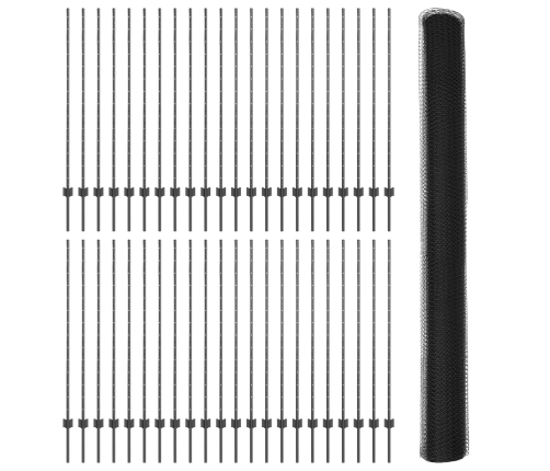 Vidaxl Žoga Stabi 22 Gab. U-Kanāls Pelēks 140 Cm Tērauds,  Sešstūra Žogs Pelēks 1,4X100 M Tērauds Vidaxl