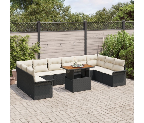 11 Gabalu Dārza Ēdamistabas Komplekts Ar Spilveniem Melna Polirajak Akācijas Vidaxl