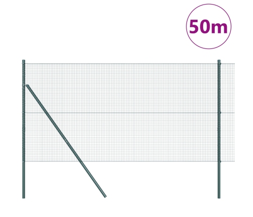Vidaxl Savilktais Vads Ar 13 Stabiem Zaļš 1.2X50 M Tērauds